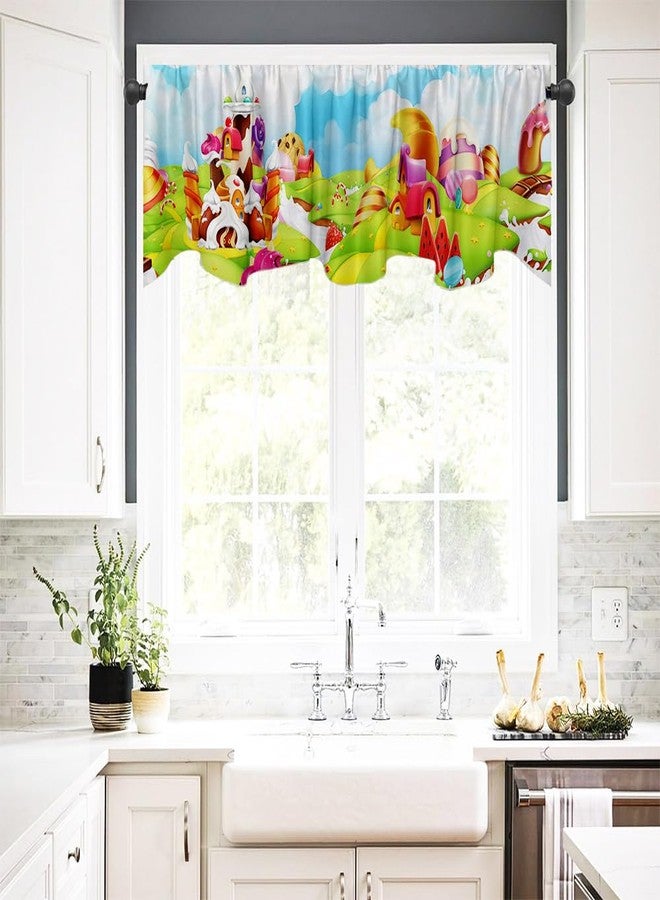 DOTOOMA 54x18 Inches Candyland Gingerbread Party Window Treatment Valance Candy Land Rainbow Candy Cane Kids Baby Shower Birthday Kitchen Dining Room Polyester Fabric Decorations Supplies - Image 2